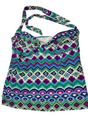 Multicolor Geometric Print Tankini Swimsuit Top APT. 9 Womens Size 2X Pool Beach